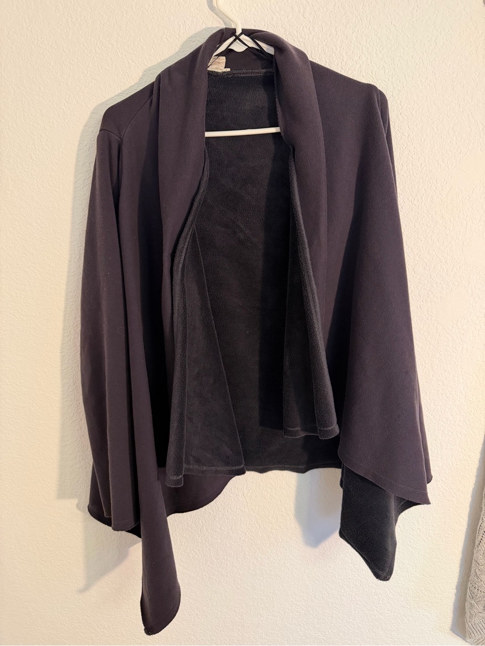 Mystree Black Open-Front Waterfall Knit Cardigan